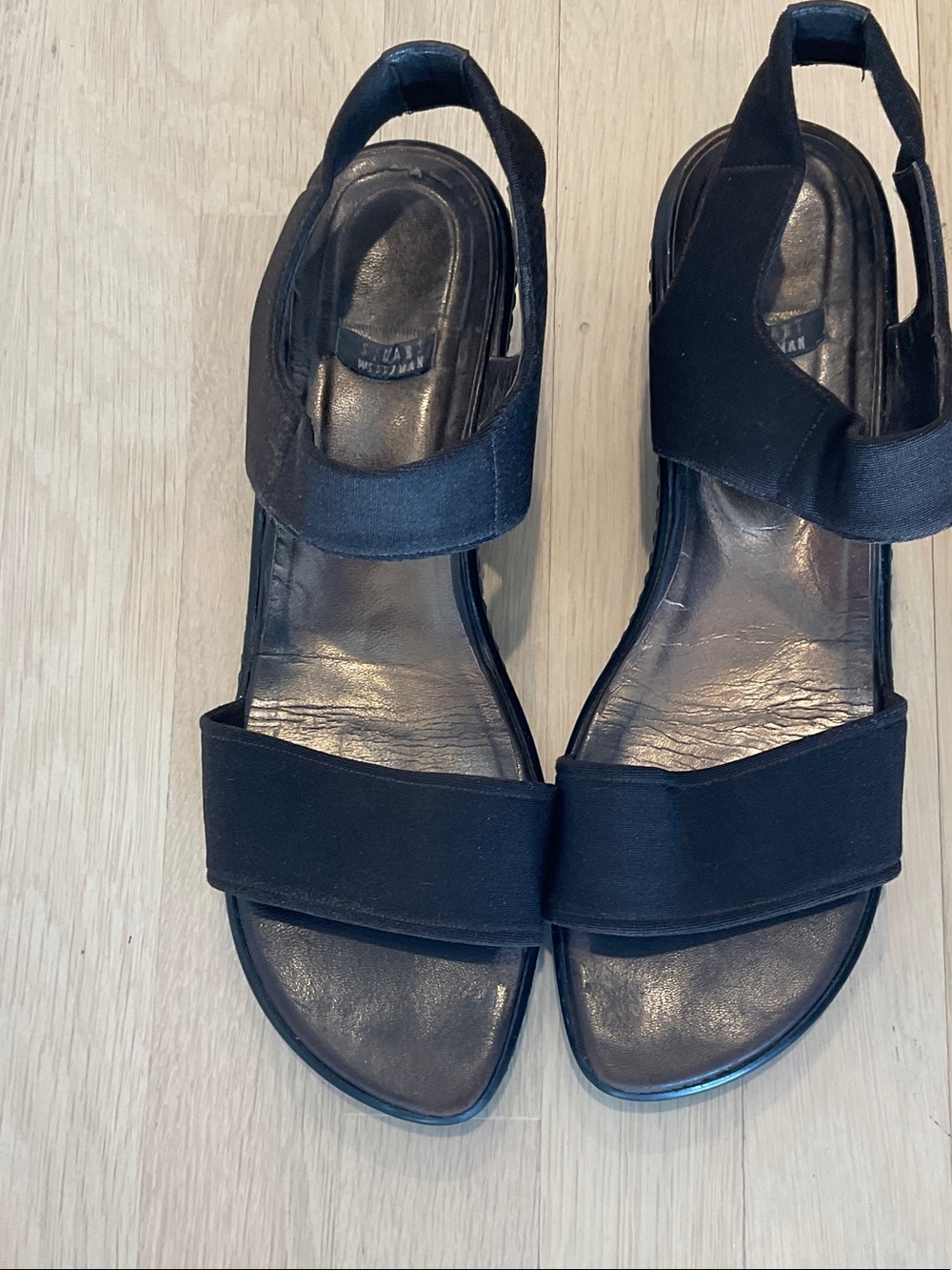 Stuart Weitzman Brown Elastic Strap Sandals